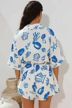 Where It Begins Romper Blue