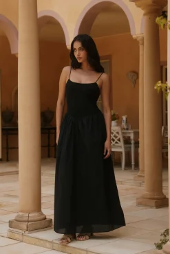 Whispering Willow Maxi Dress Black