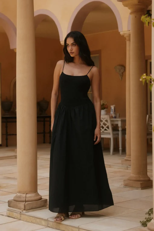 Whispering Willow Maxi Dress Black