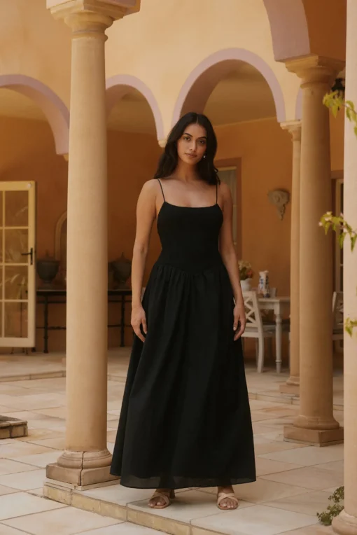 Whispering Willow Maxi Dress Black