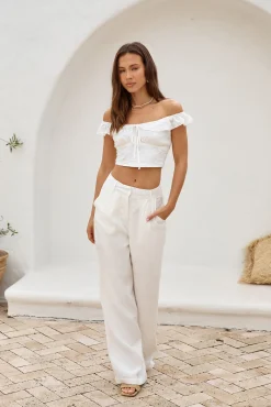 Whispering Willows Crop Top White