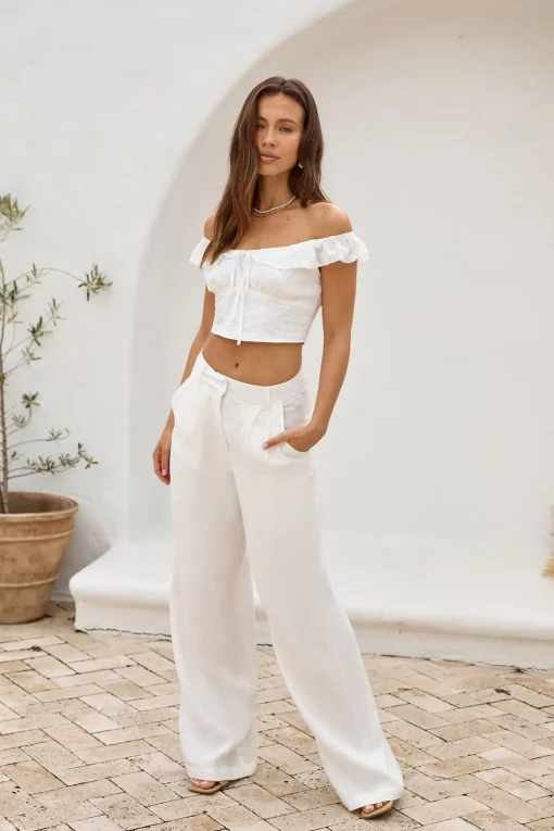 Whispering Willows Crop Top White