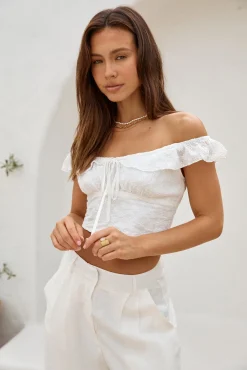 Whispering Willows Crop Top White