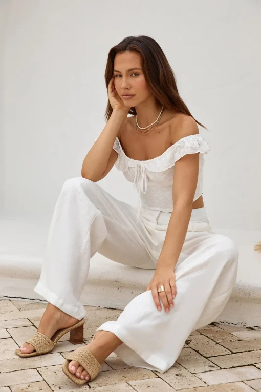 Whispering Willows Crop Top White