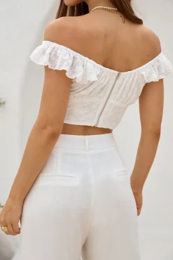 Whispering Willows Crop Top White