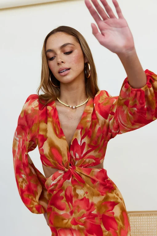 Wish On A Star Midi Dress Red
