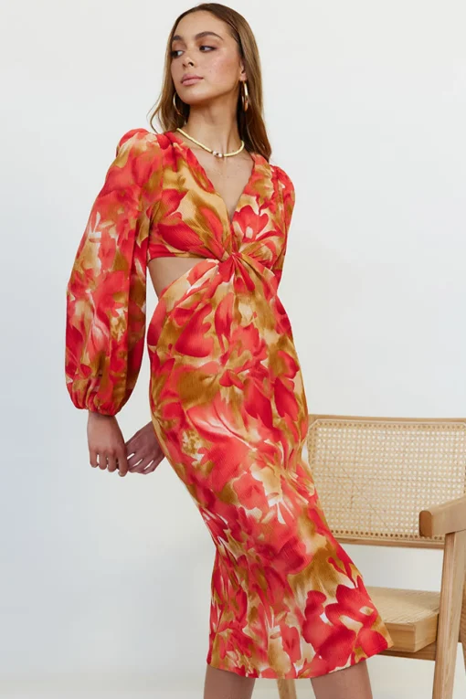 Wish On A Star Midi Dress Red