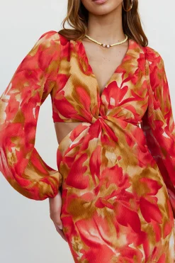Wish On A Star Midi Dress Red