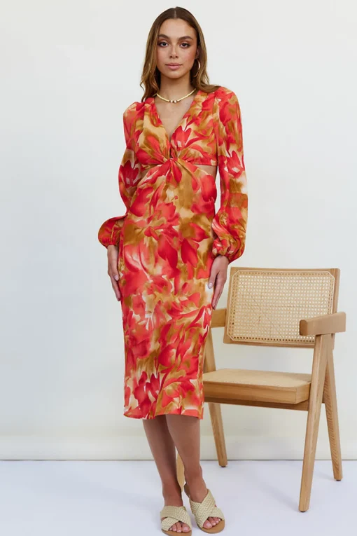 Wish On A Star Midi Dress Red