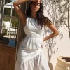 With The Wind Midi Dress White