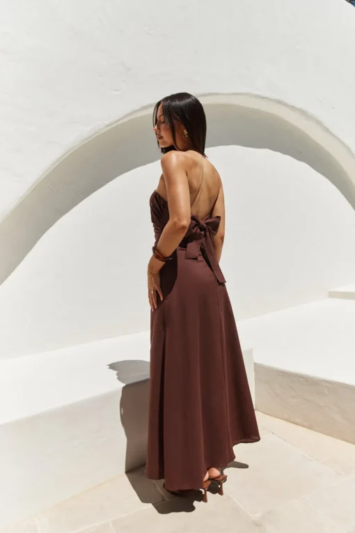 Yasmin Strapless Maxi Dress Brown