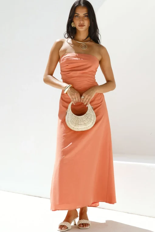 Yasmin Strapless Maxi Dress Coral