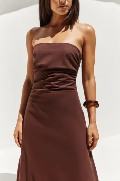 Yasmin Strapless Maxi Dress Brown