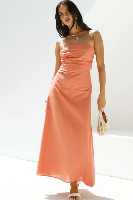 Yasmin Strapless Maxi Dress Coral
